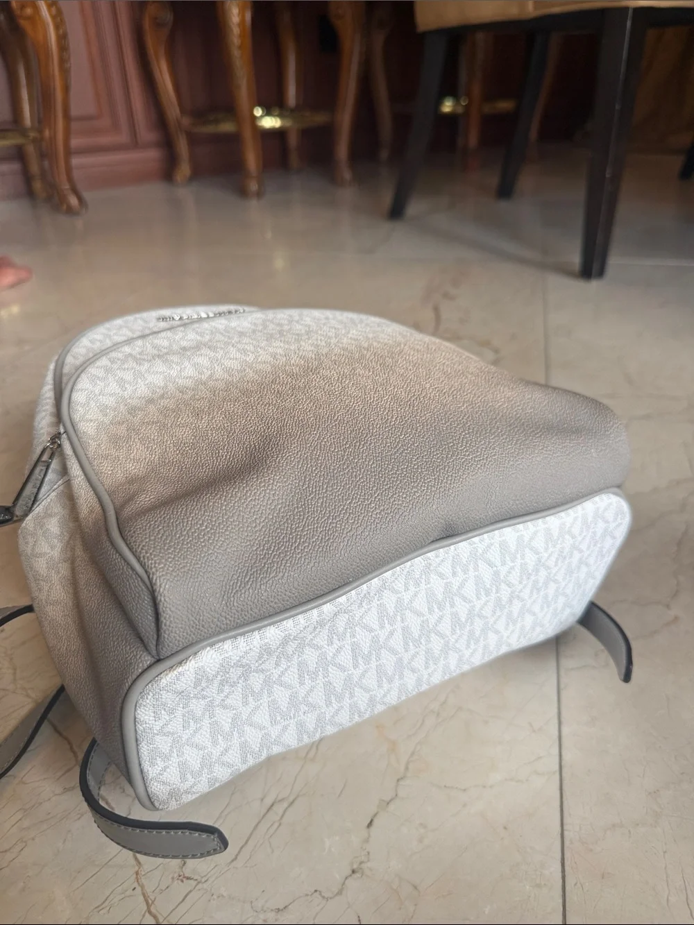 MICHAEL KORS White Logo Mini Backpack with Silver Hardware LIKE NEW